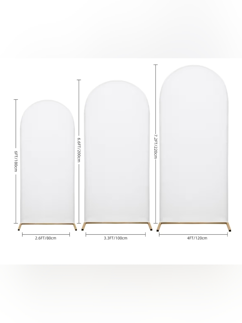 Set Of 3 White Spandex Arch Covers